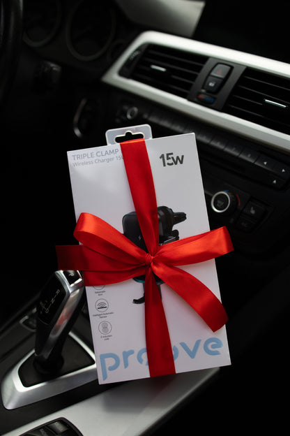 Автомобільний тримач Podarynok V Avto™ з бездротовим зарядним пристроєм Proove Triple Clamp Pro 15W